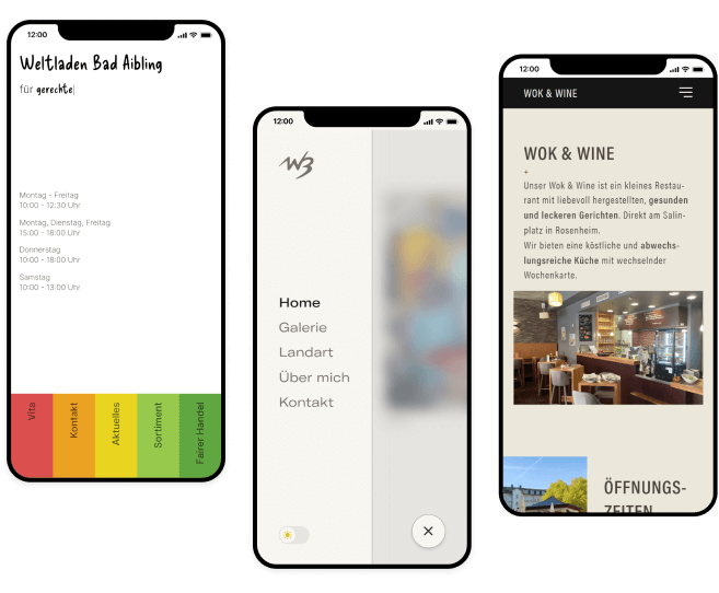 Smartphones zeigen Webseiten an